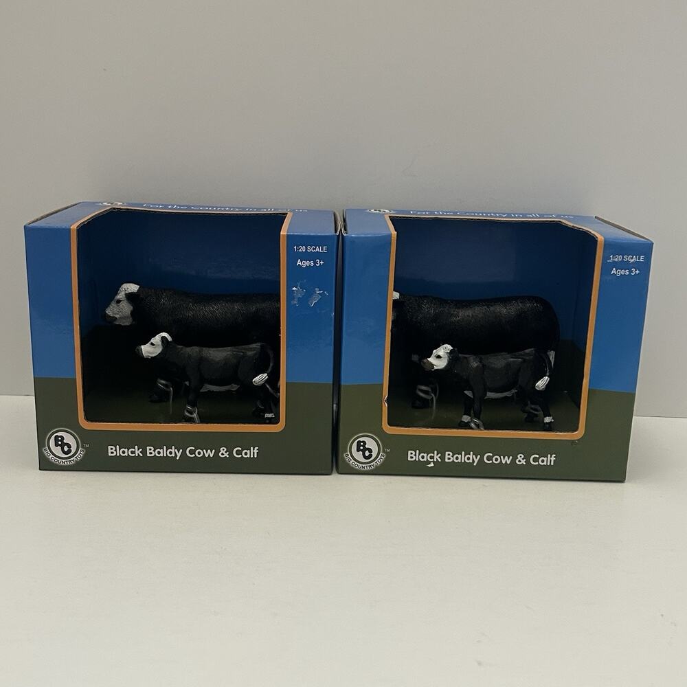 Big Country Farm Toys 1/20 Scale Black Baldy Cow & Calf Lot of 2